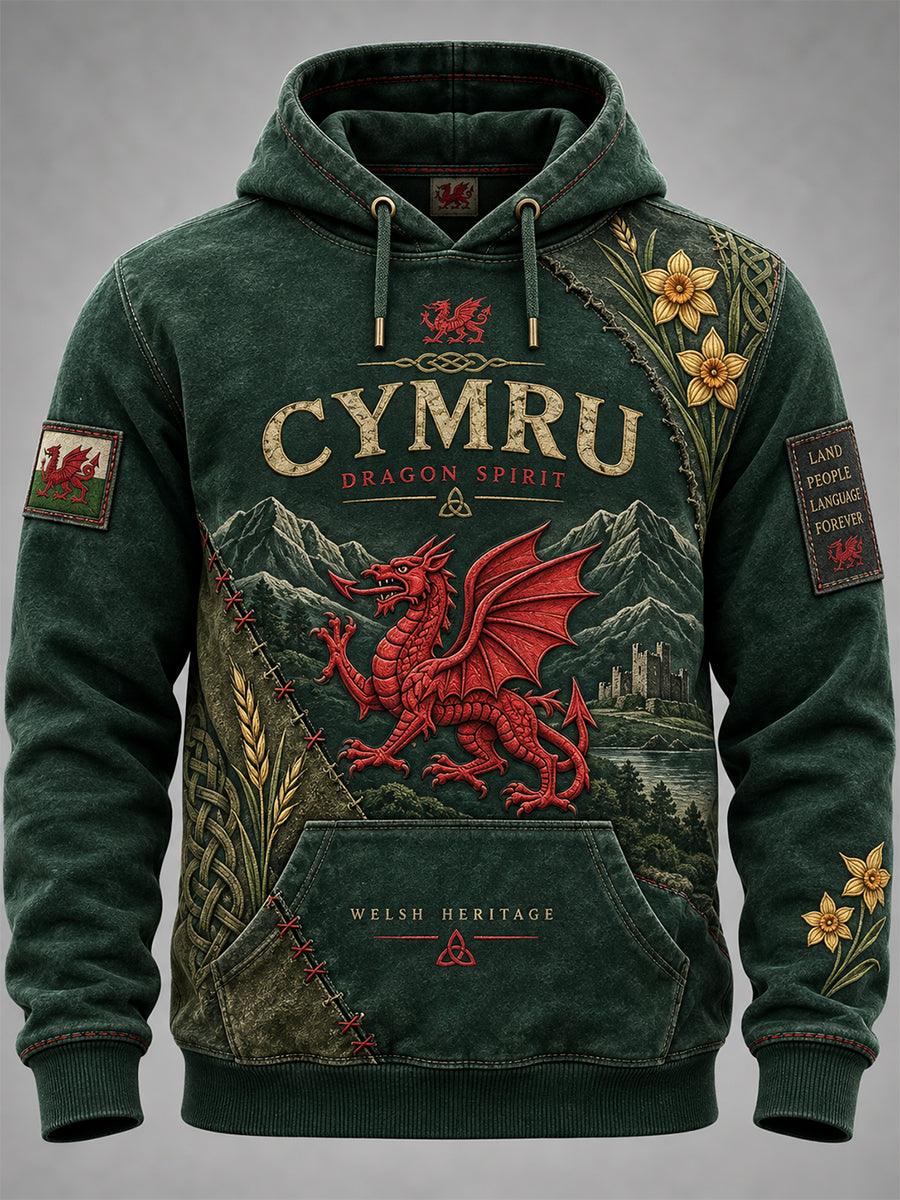 Men's Welsh Cultural Element Art Print Hoodie