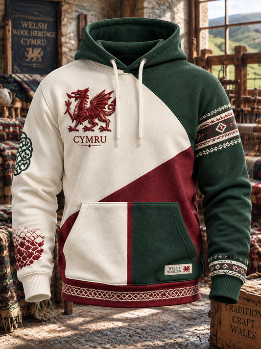 Men's Vintage British Wales Printed Graphic Hoodie