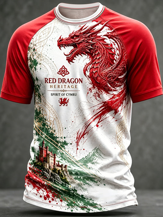 Men's Welsh Dragon Printed Casual short sleeves t-shirt