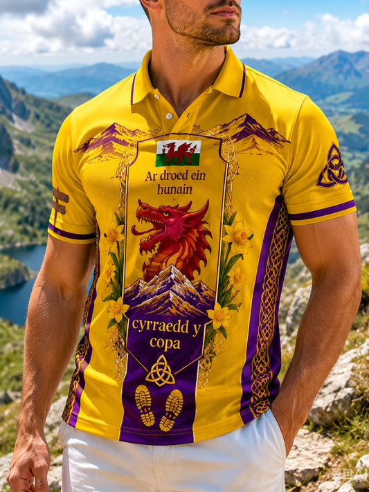 Men's Welsh Outdoor Running Art Print Polo