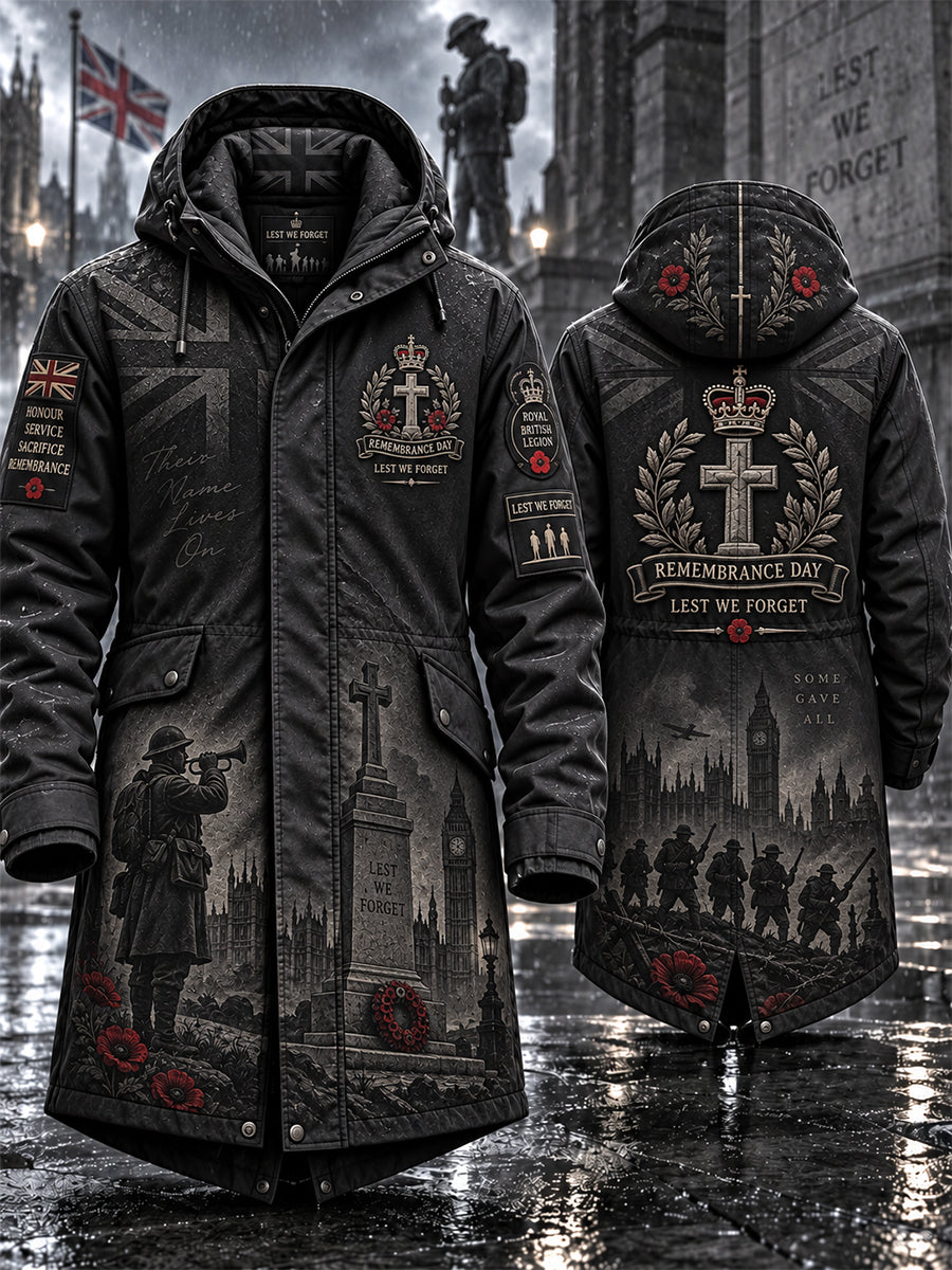 Men's Remembrance Day Lest We Forget Long Coat