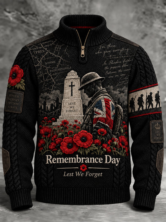 Men's Remembrance Day Lest We Forget Zipper Sweatshirt