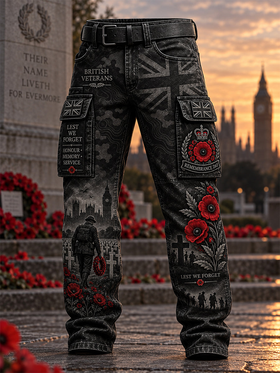 Men's Remembrance Day Lest We Forget Casual Work Trousers