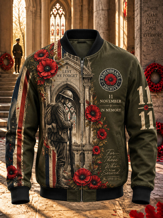 Men's British Remembrance Day Printed Jacket