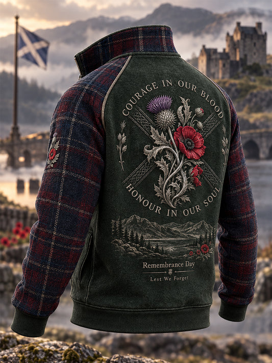 Men's Remembrance Day Lest We Forget Stand-Up Collar Zip-Up Hoodie