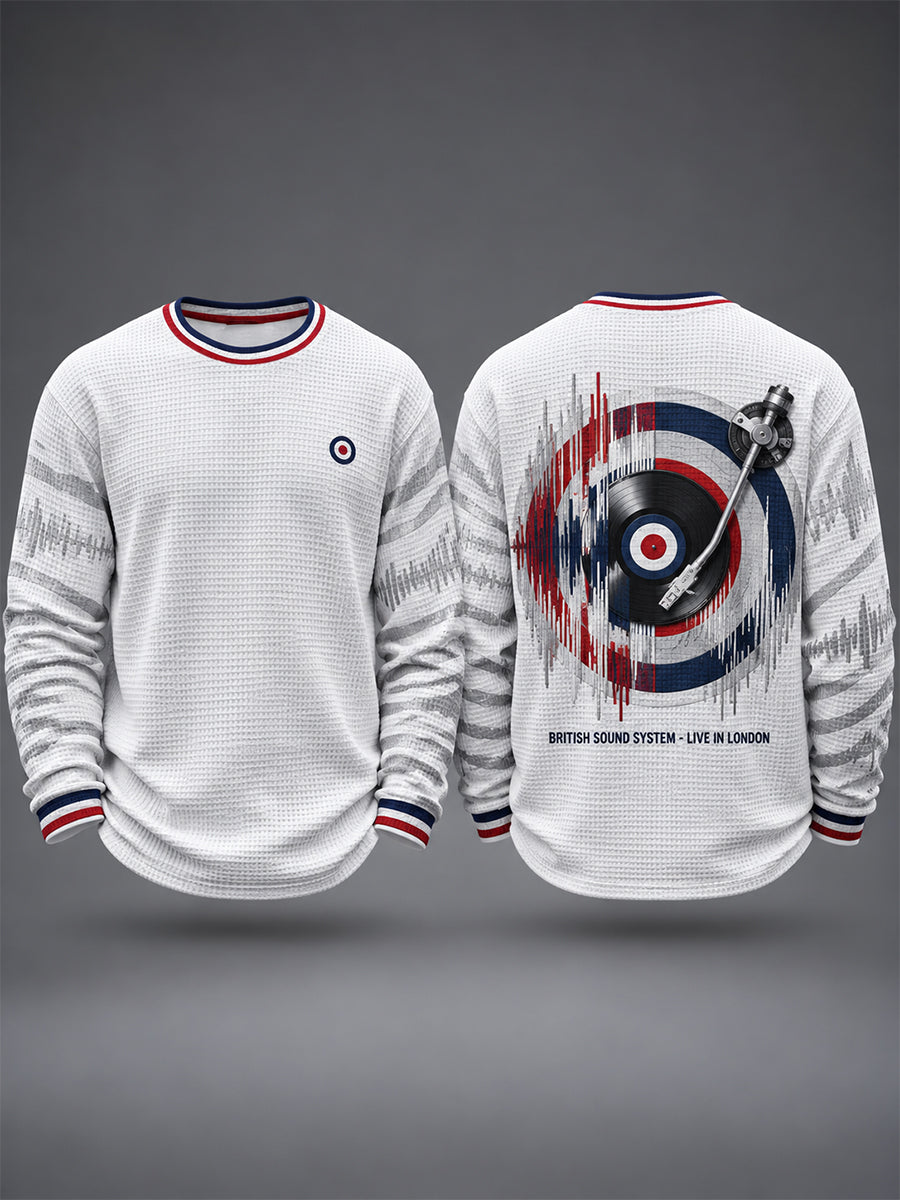 Men's Mods Culture UK Music Lover Business Style Printed Waffle Long Sleeve T-Shirt