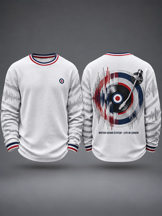 Men's Mods Culture UK Music Lover Business Style Printed Waffle Long Sleeve T-Shirt