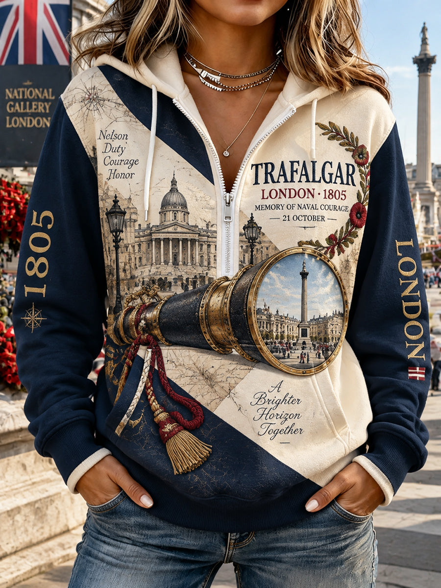 Women's British Trafalgar Day Printed Long-sleeved Hoodie
