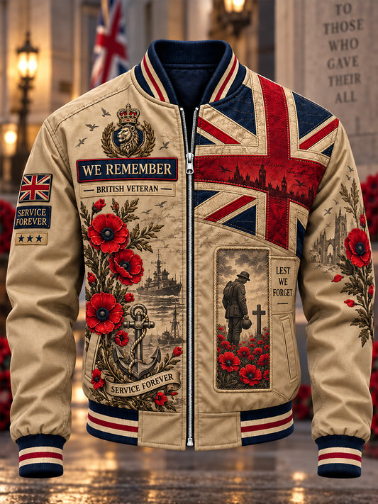 Men's British Veterans Remembrance Day Printed Monkey Jacket