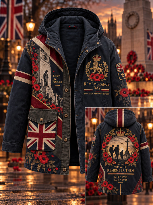 Men's British Veteran Remembrance Day Hooded Windbreaker Jacket