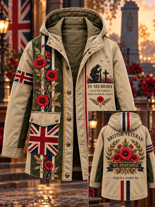 Men's British Veterans Remembrance Day Printed Monkey Jacket