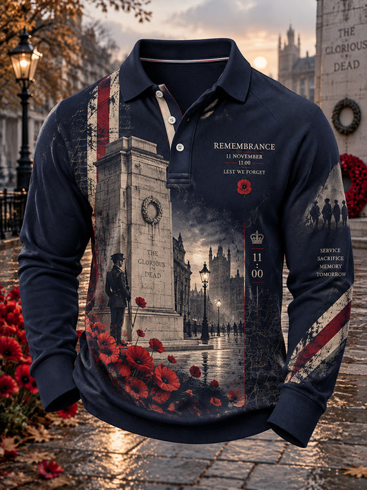 Men's British Remembrance Day Printed Polo Sweatshirt