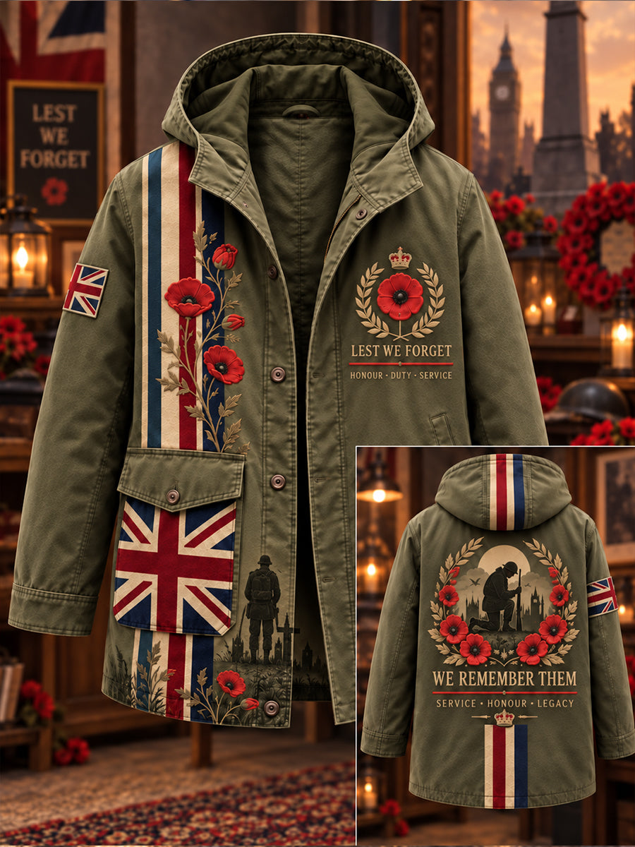 Men's British Veterans Remembrance Day Printed Monkey Jacket