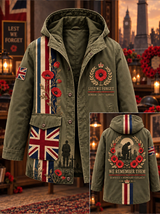 Men's British Veterans Remembrance Day Printed Monkey Jacket
