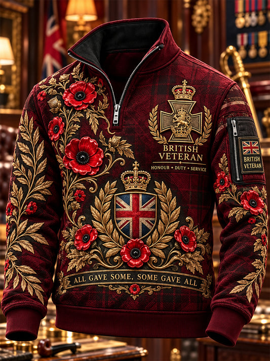 Men's Remembrance Day Lest We Forget Print Zip-Up Hoodie