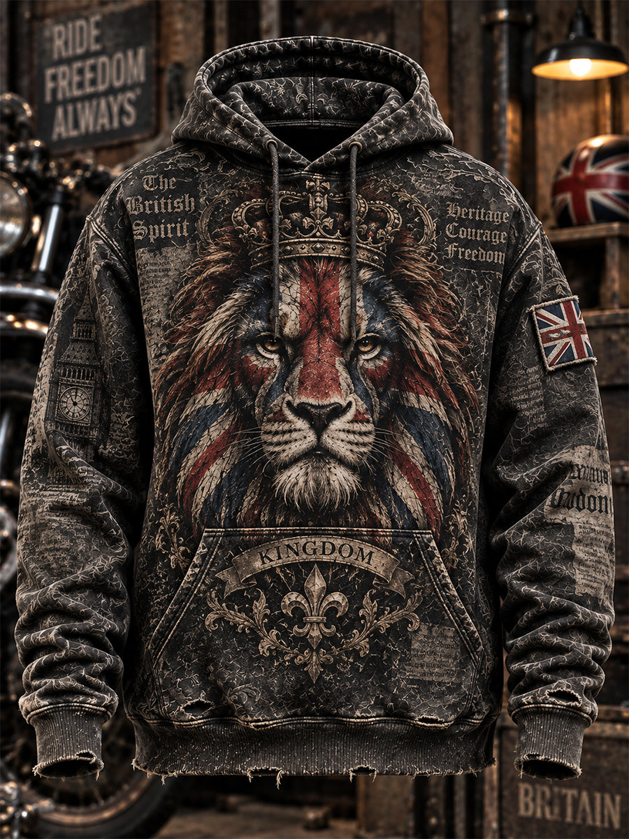 Men's British Lion Printed Hoodie