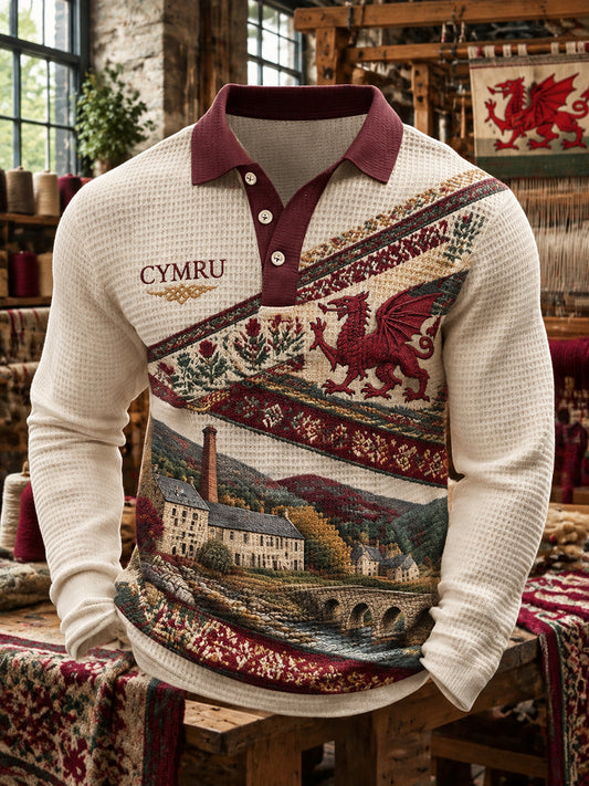 Men's Vintage British Wales Printed Polo Shirt