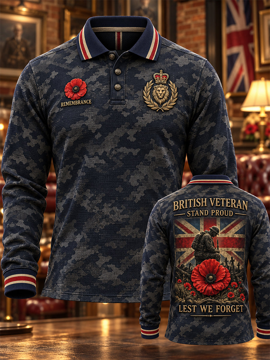 Men's Remembrance Day Lest We Forget Print Polo Shirt