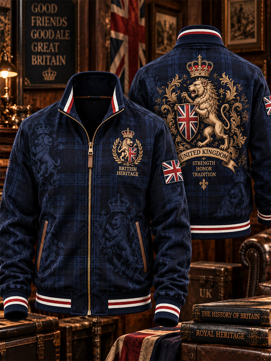 Men's British Lion Printed Zip-Up Jacket