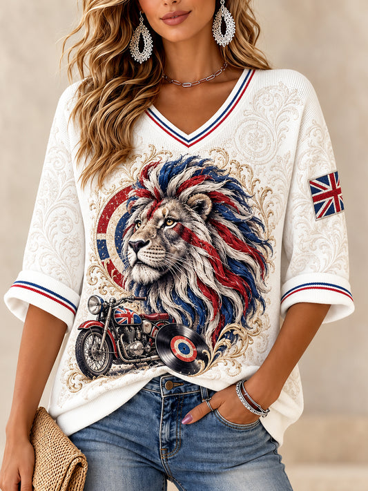 Women's Mods Culture UK Music Lover Business Style V-neck Short Sleeve T-shirt