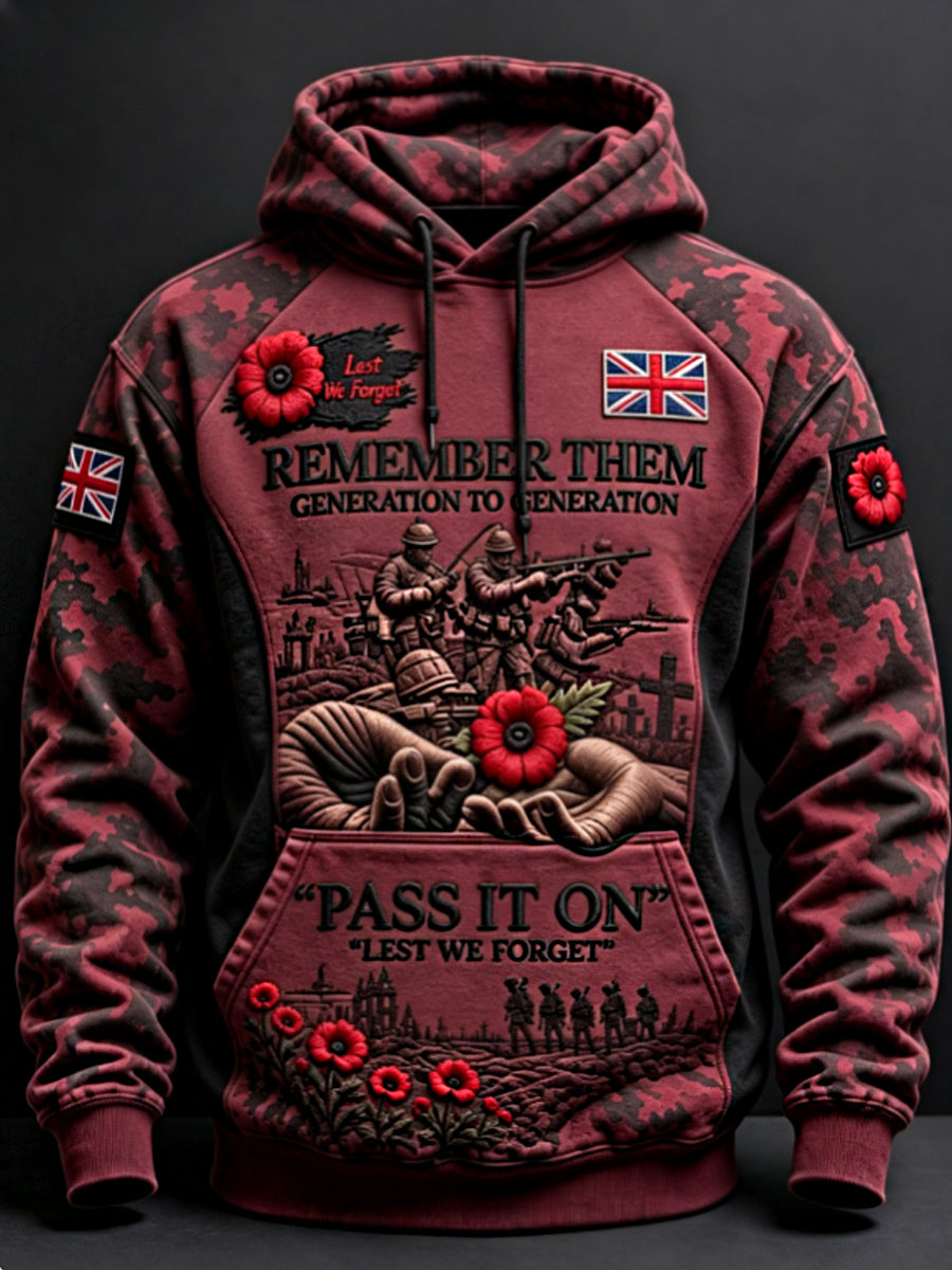 Men's Remembrance Day Lest We Forget  Hoodie