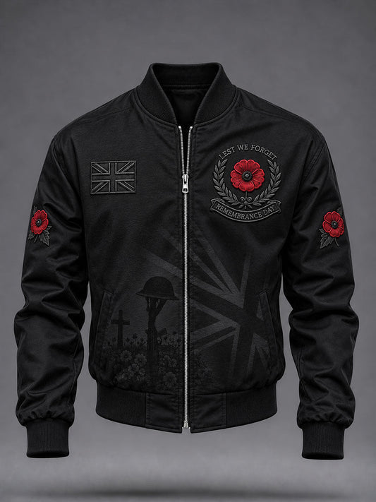Men's Lest We Forget Print Zip-up Hoodie