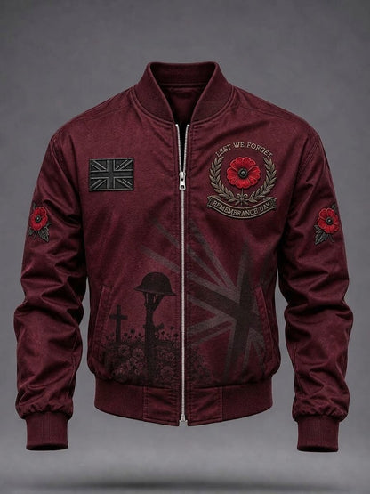 Men's Lest We Forget Print Zip-up Hoodie