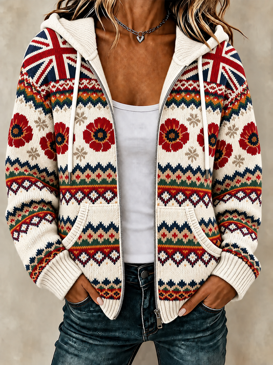 Women's Remembrance Day Woolen Cardigan Coat