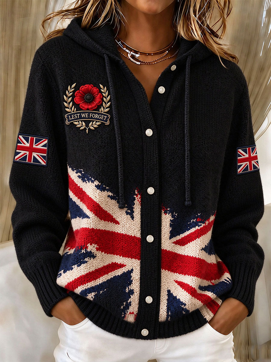 Women's Lest We Forget Print Knitted Coat
