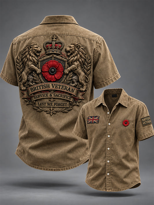 Men's Veteran Remembrance Day Lest We Forget Short-Sleeve Shirt