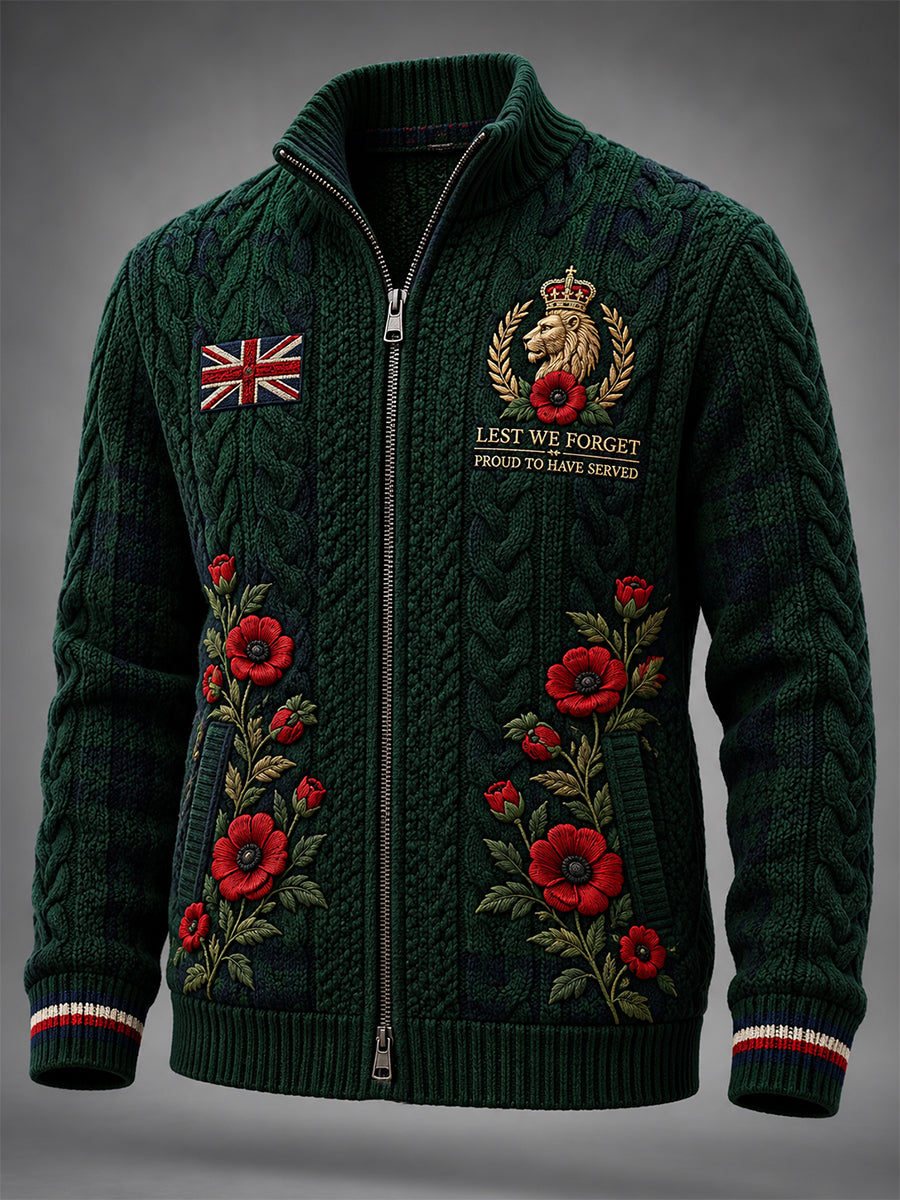 Men's Veteran Remembrance Day Lest We Forget Zipper Jacket