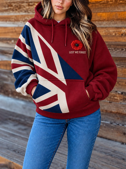 Women's Remembrance Day Lest We Forget Printed Hoodie