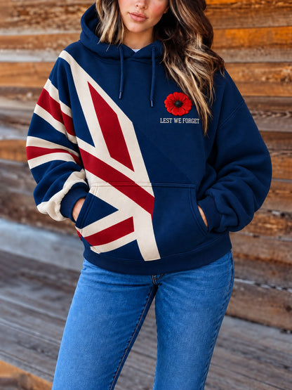 Women's Remembrance Day Lest We Forget Printed Hoodie