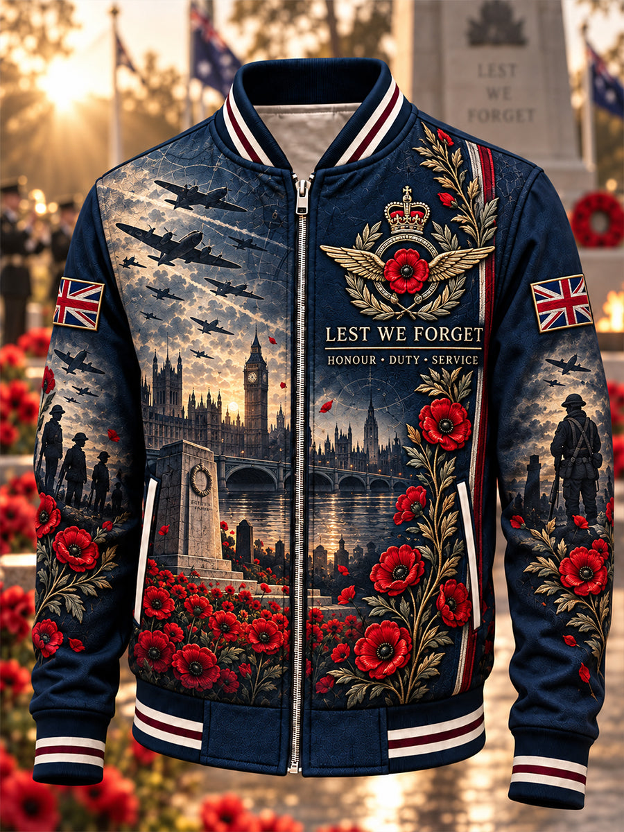 Men's British Veteran Remembrance Day Printed Monkey Jacket