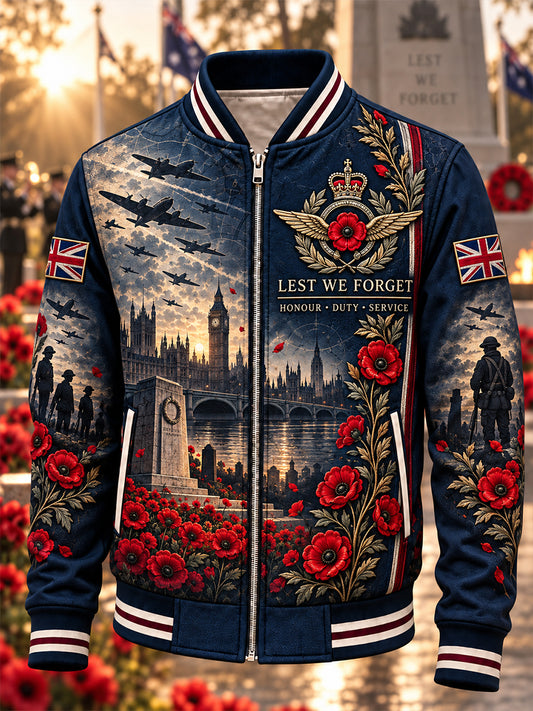Men's British Veteran Remembrance Day Printed Monkey Jacket