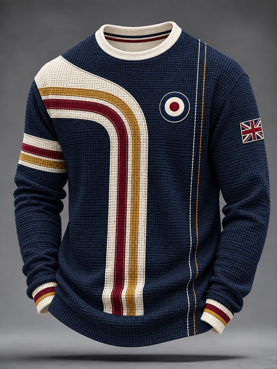 Men's UK Music Lover Mods Art Printed Waffle Sweatshirt