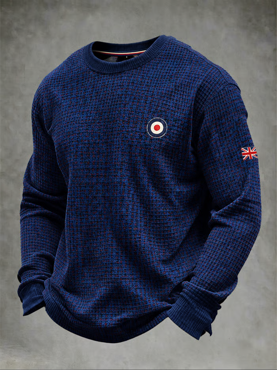 Men's UK Music Lover Mods Art Printed Waffle Sweatshirt