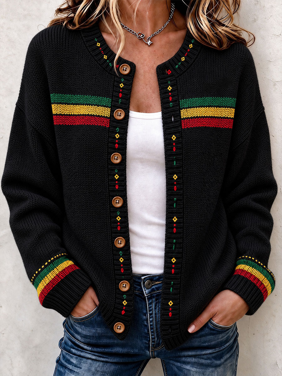 Women's Reggae Inspired Cozy Knit Cardigan