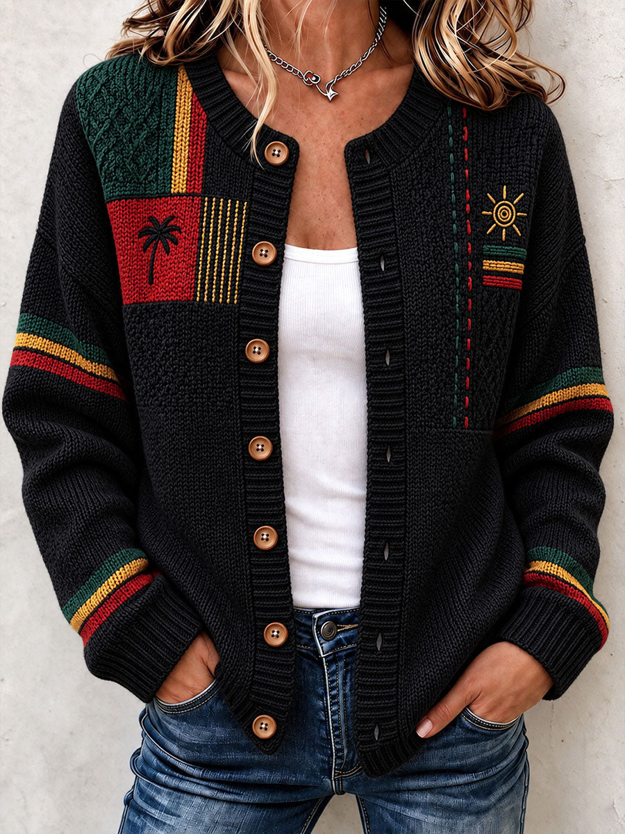 Women's Reggae Inspired Cozy Knit Cardigan