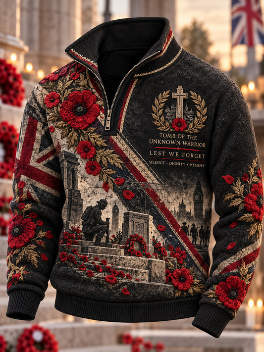 Men's British Veteran Remembrance Day Half-Zip Sweatshirt