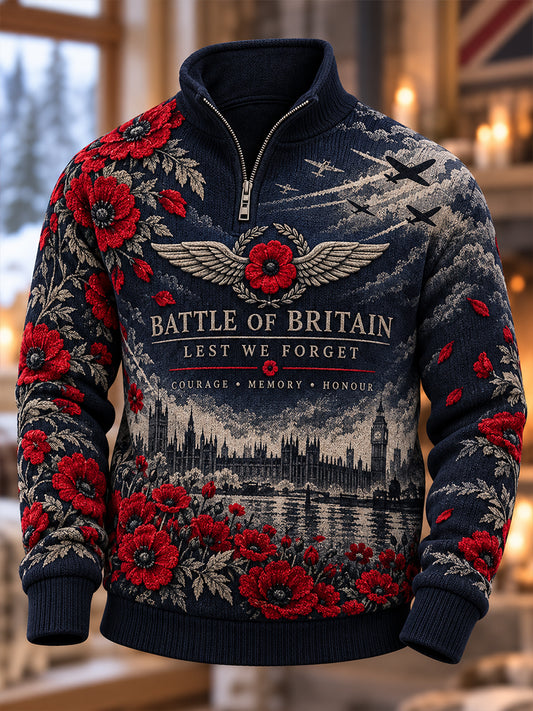 Men's British Veteran Remembrance Day Half-Zip Sweatshirt