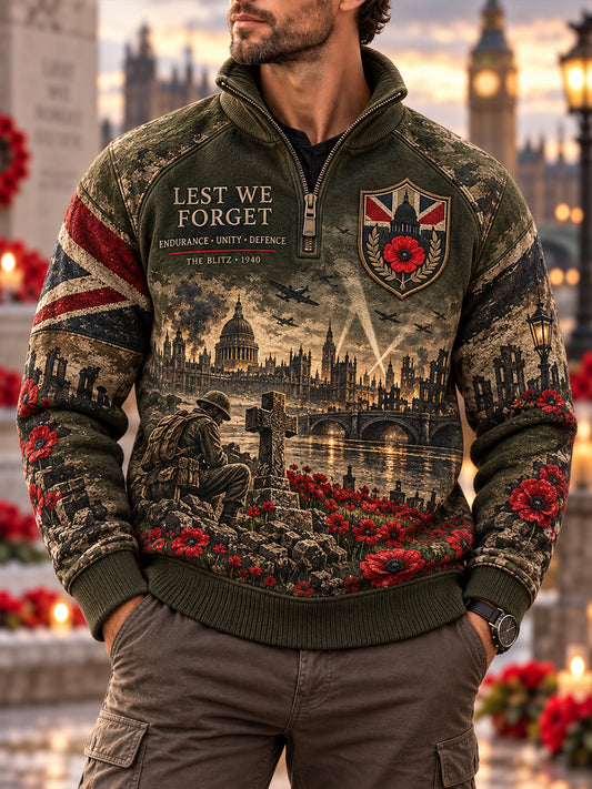 Men's British Veteran Remembrance Day Half-Zip Sweatshirt