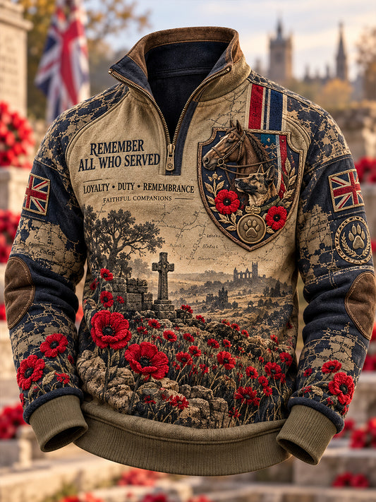 Men's British Veteran Remembrance Day Half-Zip Sweatshirt