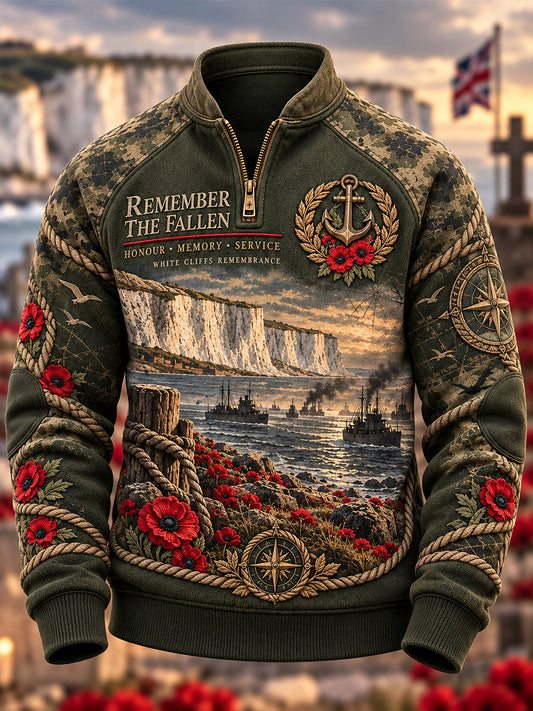 Men's British Veteran Remembrance Day Half-Zip Sweatshirt