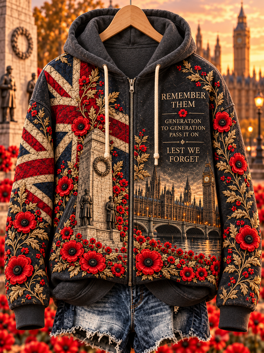Women's Remembrance Day Lest We Forget  Zip-Up Hoodie