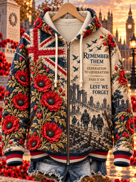 Women's Remembrance Day Lest We Forget  Zip-Up Hoodie