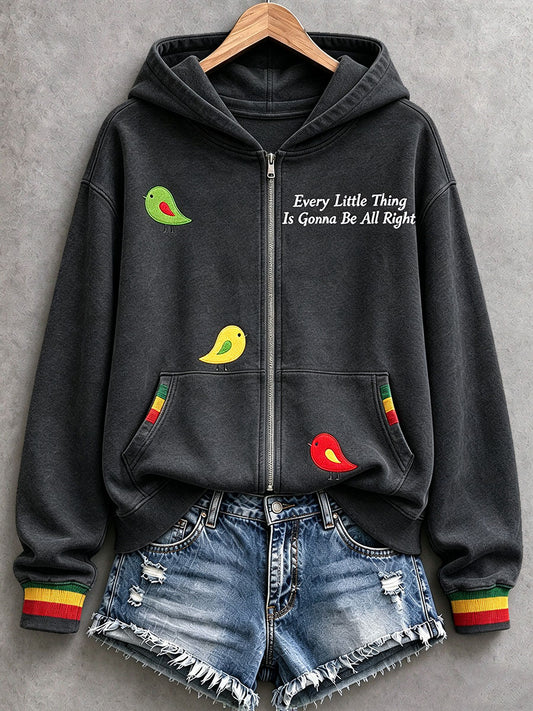 Women's Every Little Thing Is Gonna Be All Right Hooded Cardigan