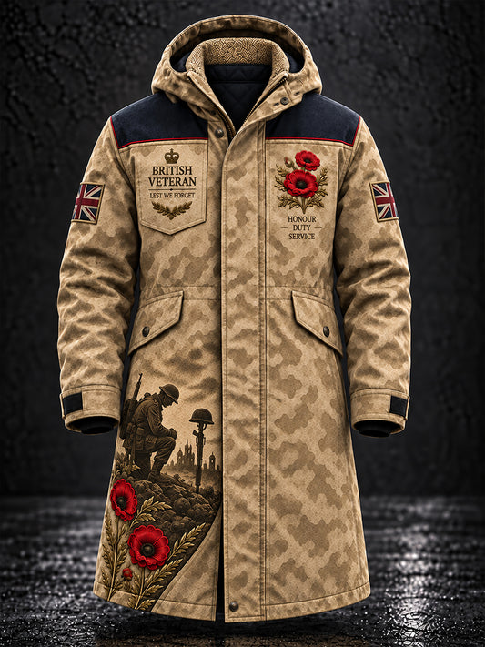 Men's Fleece-Lined Windbreaker With Remembrance Day Themed Print