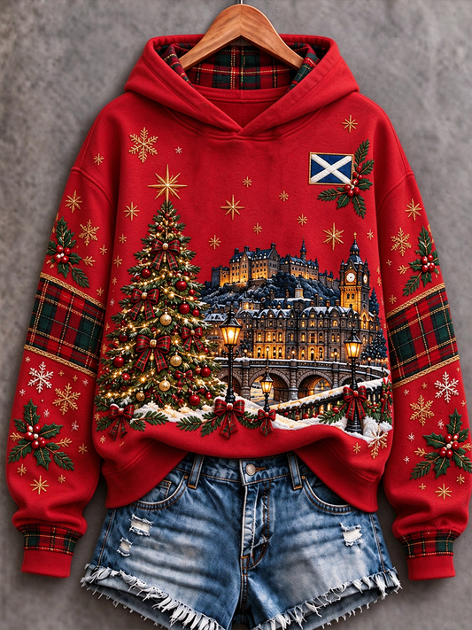 Women's Scottish Christmas Printed Regular Sweatshirt