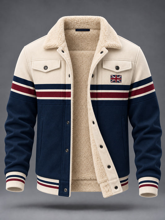Men's Fleece-Lined Jacket With Modern Cultural Commemorative Print